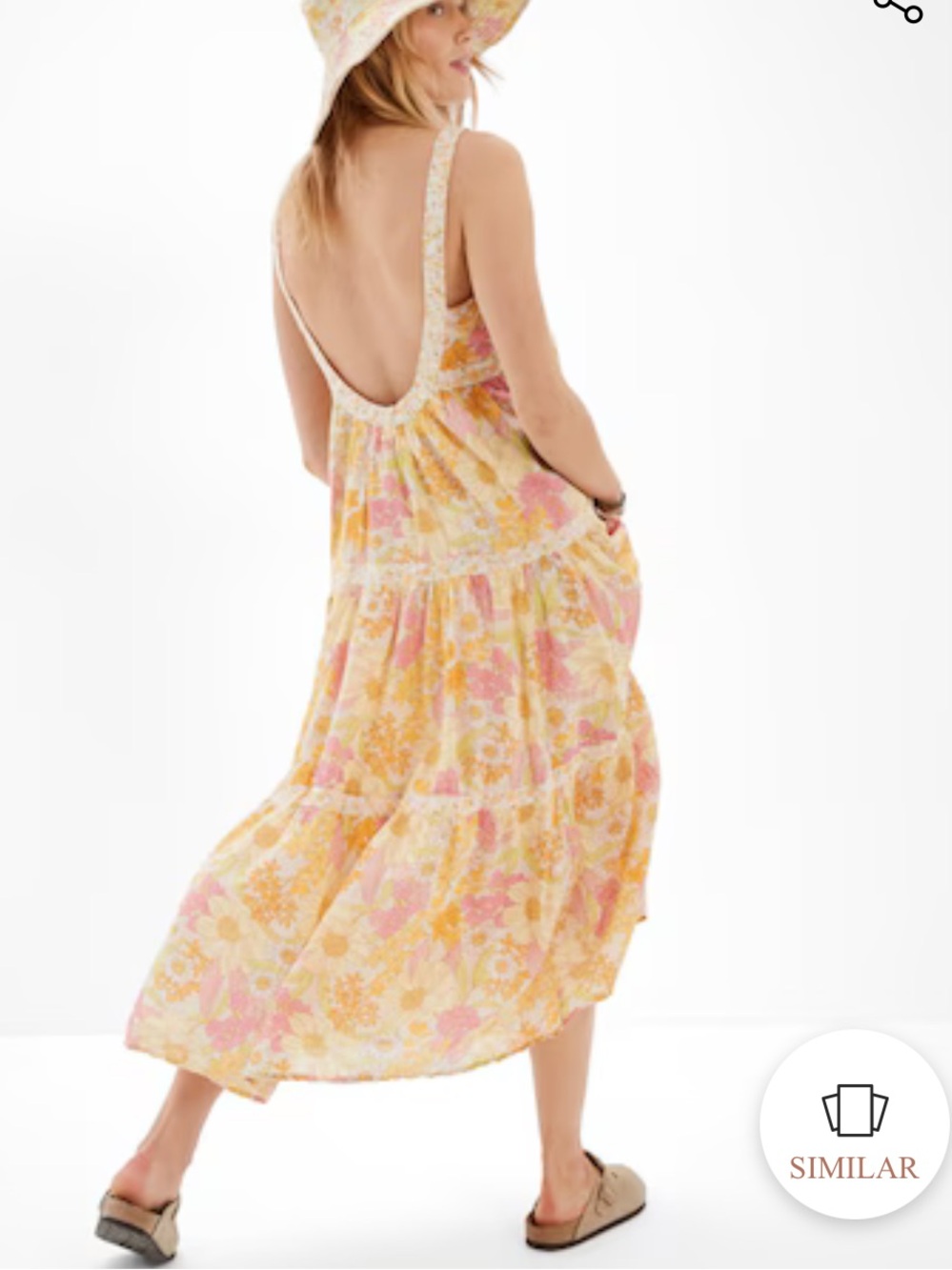 American Eagle Floral Boardwalk Dress Scoop Back Tiered midi floral large - Picture 2 of 6